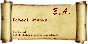 Bihari Aranka névjegykártya